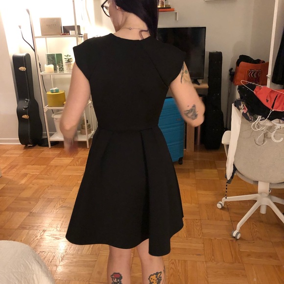 Neoprene plunging v neck A line dress - Picture 3 of 3